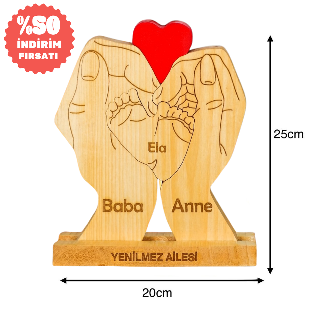 Avuç içi Aile Puzzle Seti (Tek Çocuk)