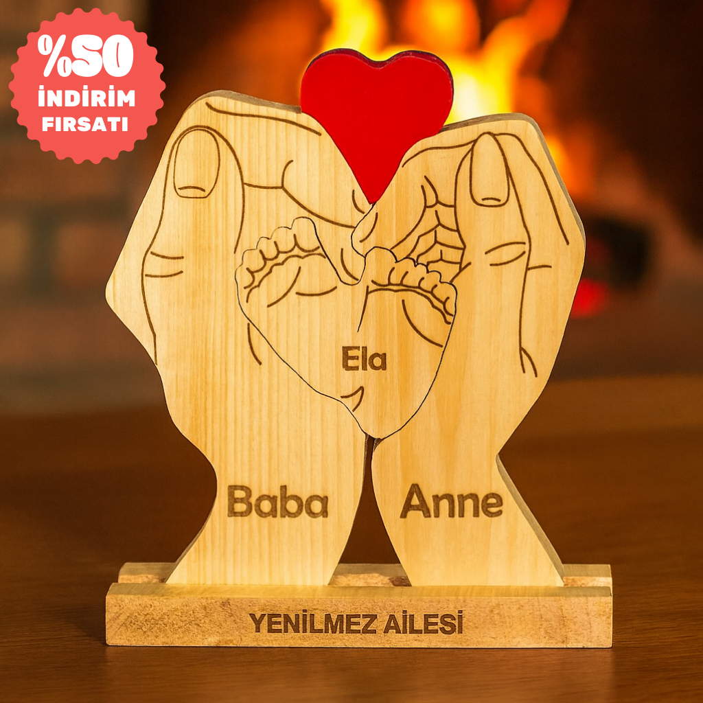 Avuç içi Aile Puzzle Seti (Tek Çocuk)