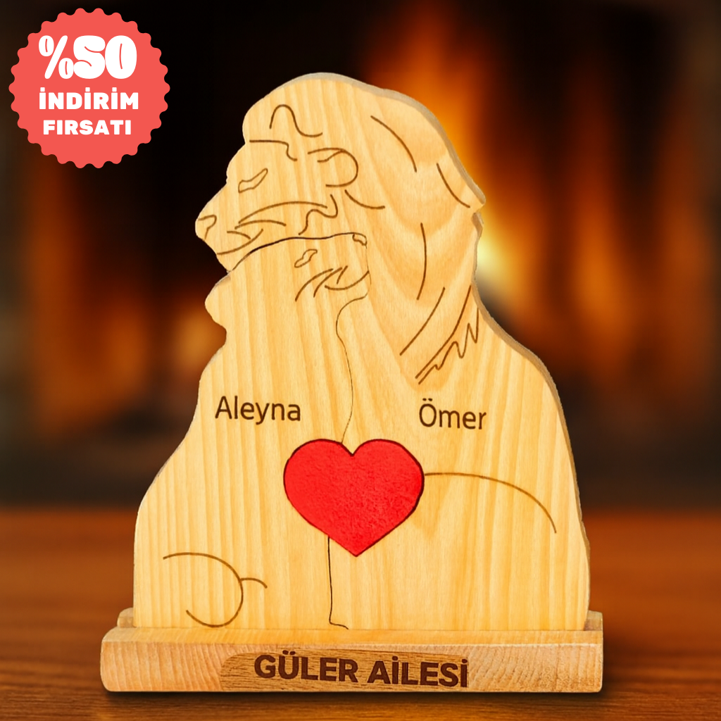 Aslan Figürlü Puzzle Seti (Eşlere Özel)