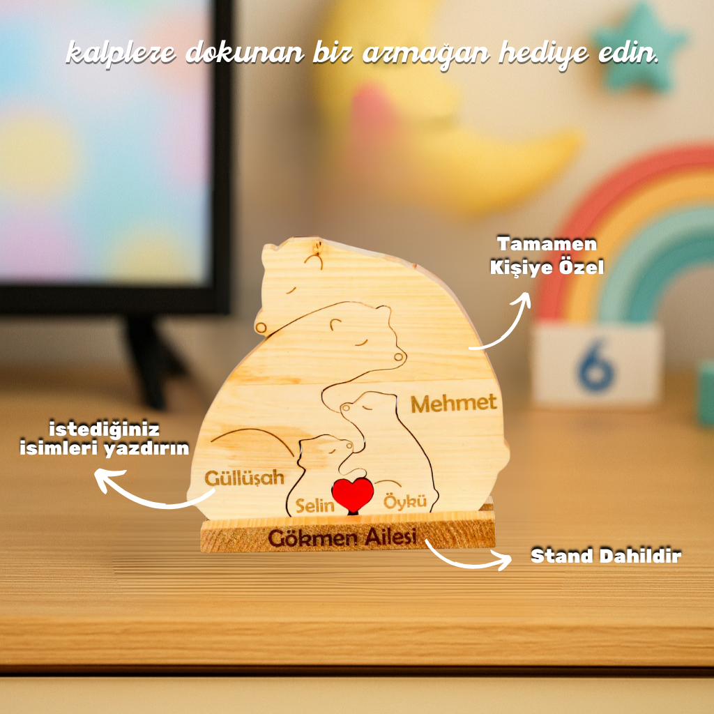 Ayıcık Figürlü Puzzle Seti (İki Çocuklu)